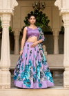 Lavender Colour Tasar Silk With Floral Print Lehenga With Blouse And Dupatta Suppliers In India LNB1225